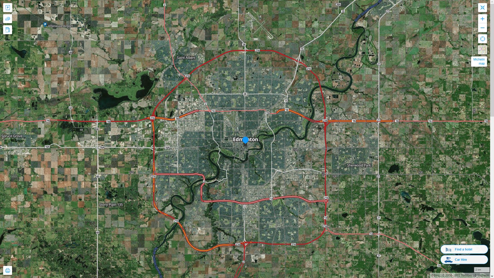 Edmonton Highway and Road Map with Satellite View